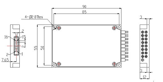 可见光 707nm光开关尺寸图