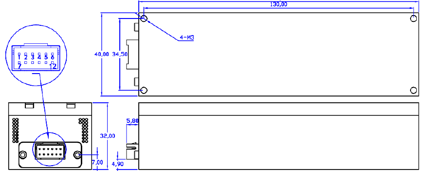 1550nm 单模环形器封装尺寸图