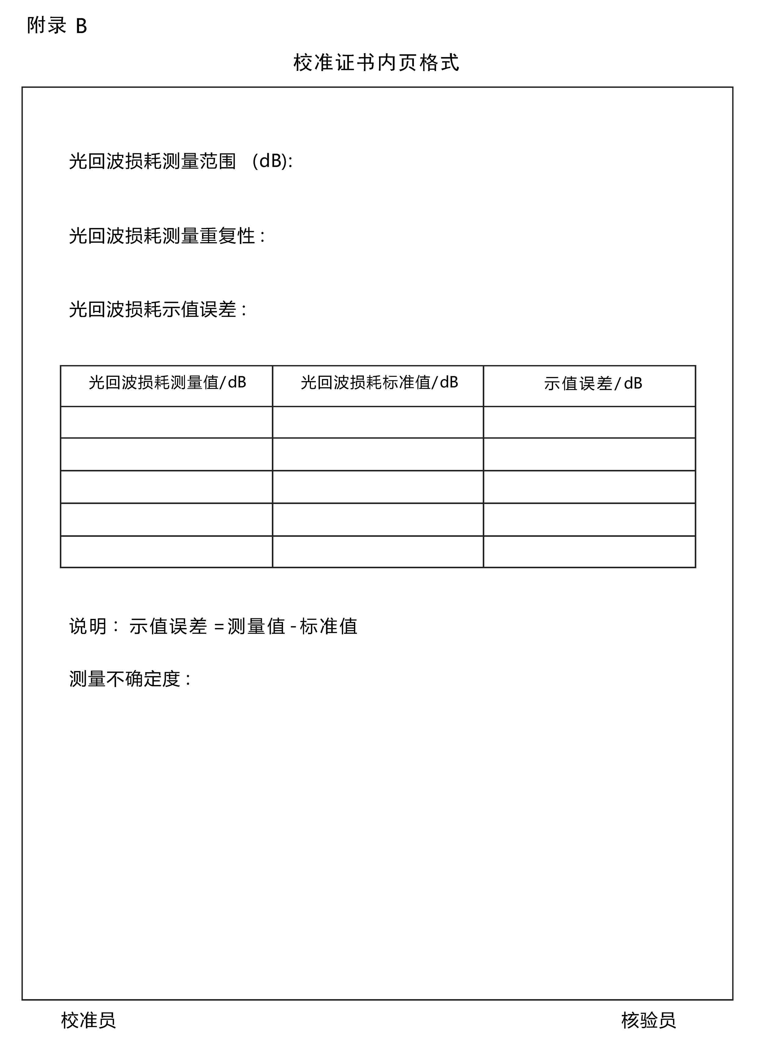 通信用光回波损耗仪校准规范 - 附录 B