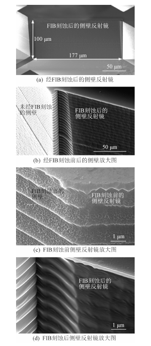 图5：侧壁反射镜FIB刻蚀前后的SEM对比图 - 广西科毅光通信