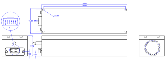 OSW-1×4-Hi 980nm机械式光开关产品尺寸图 - 广西科毅光通信