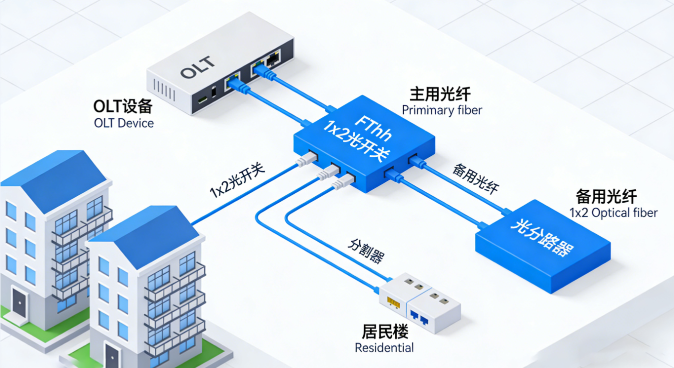 光开关-FTTH自动保护倒换系统架构图